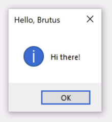 Hello World Tutorial 4 dialog, on Windows